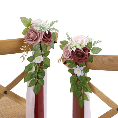 10 Burgundy Wedding Aisle Decorations - color: Burgundy + Mauve