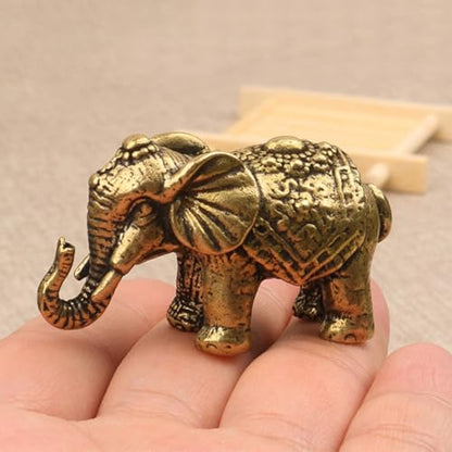 Solid Brass Miniature Elephant Statue,Brass Animals Figurine Decorative, Good Luck Symbol,Ideal Collection Gift,2.05"× 1.14"(2pcs Elephant) - color: Elephant-2pcs