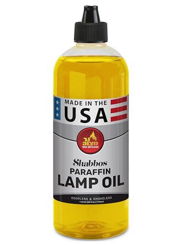 Ner Mitzvah Paraffin Lamp Oil - Yellow Smokeless, Odorless, Clean Burning Fuel for Indoor and Outdoor Use with E-Z Fill Cap and Pouring Spout - 32oz - color: Yellow