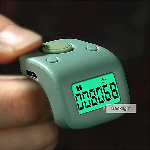 Rechargeable Silent Finger Counter 6 Channels Digital Tasbih Tally Clicker with LED for Prayer Knitting Sports Gift - color: White X