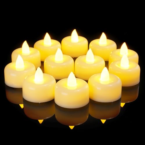 Amagic 12/24/50/100/150Pack Fake Tea Lights Candles Battery Operated, 12Pcs - color: Ivory, size: 12 Pack