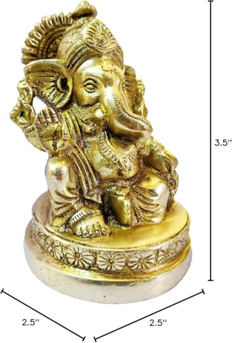 Brass Statue Ganesh Ji Ganpati Bappa Murti Gift Lord Ganesha Idols for Puja at Home Mandir Temple