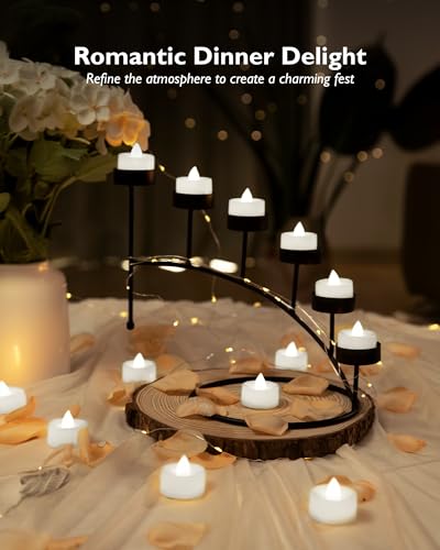 BEICHI 24Pcs Flameless LED Tea Lights with Remote & Timer,White Base,400Hrs - color: Pure White Light, White Shell, size: 24-Pack
