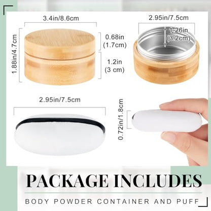 Frienda 100 ml Bamboo Loose Powder Puff and Container Empty Dusting Powder Jar for Body Face Makeup Travel Case Compact Case Holder with Sifter Lids and Puff - size: 100 ml