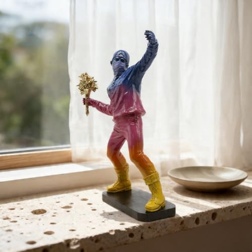 Banksy-Inspired Flower Thrower Sculpture