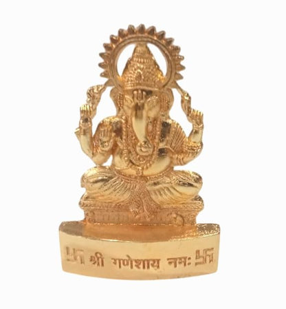 Lord Ganesha Statues- Hindu Elephant God Statue Sculpture Indian Ganesh Figurine Handmade (Mix Metal) Gift Decoration for Home, Temple, Office, Car (Ganesh Sitting Small)
