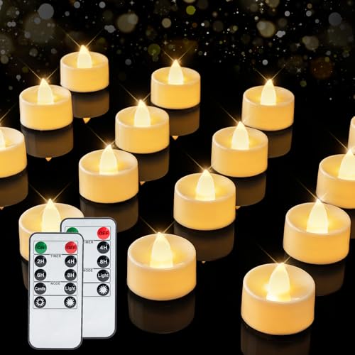 BEICHI 24Pcs Flameless LED Tea Lights with Remote & Timer,Ivory Base,400Hrs - color: Warm White Light, Ivory Shell, size: 24-Pack
