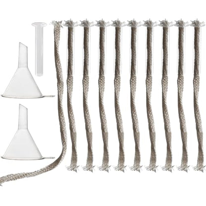 10 Pieces Glass Tube Holder Wick Replacement Cotton Torch Wicks with Glass Tube Holder and Oiling Funnel for Small Oil Lamp Alcohol or DIY Oil Lamps Burner - color: 10 Pieces