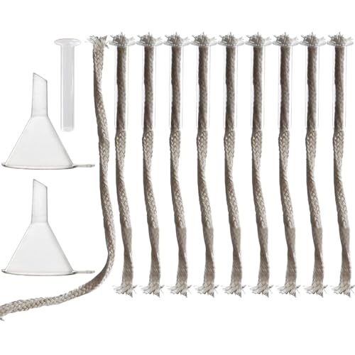 10 Pieces Glass Tube Holder Wick Replacement Cotton Torch Wicks with Glass Tube Holder and Oiling Funnel for Small Oil Lamp Alcohol or DIY Oil Lamps Burner - color: 10 Pieces