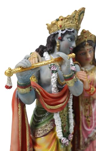 Ebros Gift Eastern Enlightenment Hindu Vedic Radha and Krishna Statue 8" Tall Avatar of Vishnu and Shakti Gods Divine Love in Male and Female Aspects