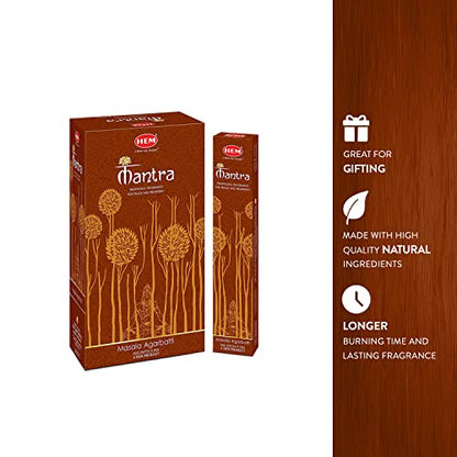 HEM Premium Mantra Masala Incense Sticks | Natural Oil Fragrance for Positivity & Natural Air Purifier | Aromatherapy Incense for Anxiety, Stress Buster | Gift Set - Pack of 12 (15 GMS Each) - size: Standard