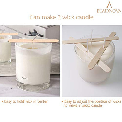 BEADNOVA Candle Wick Holders for Candle Making Wooden Wick Holder Centering Device Bar for DIY and Making (150 pcs) - color: 150pcs