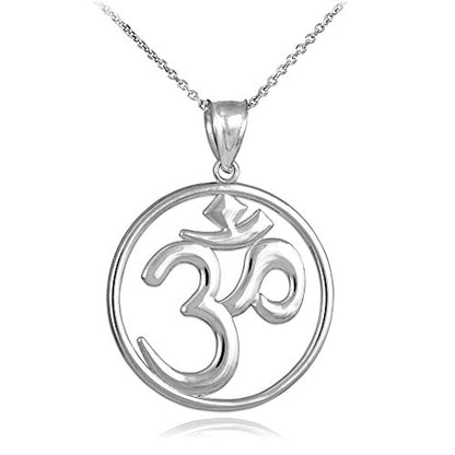 Sterling Silver Openwork Hindu Meditation Yoga Charm (Aum) Om Pendant Necklace