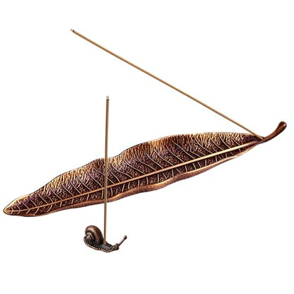 Leaf and Snail Incense Burner, Incense Holder Set Incense Ash Catcher, Incense Sticks Holder for Meditation Room, Yoga, Home, Office (red Bronze) - color: Red Bronze