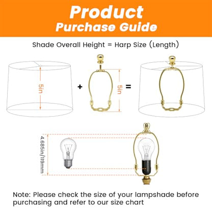 5-Inch Height Lamp Shade Harp Holder Fitter, 2.98-Inch Width