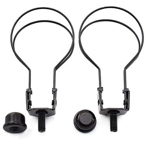 2 Set Lamp Shade Light Bulb Clip Adapter with Solid Lamp Finial - color: Black