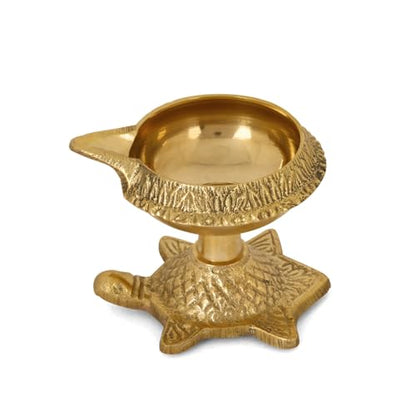 SATVIK 20 Pc Brass Kuber Turtle Diya Set | Traditional Handmade Golden Engraved Virgin Brass Oil Lamp for Puja, Pooja Room, Mandir & Temple | Reusable Diya for Daily Prayer, Diya Vilakku & Home Decor - size: 20PC