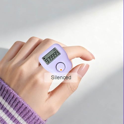 Rechargeable Silent Finger Counter 6 Channels Digital Tasbih Tally Clicker with LED for Prayer Knitting Sports Gift - color: Purple