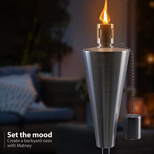 Matney Stainless Steel Outdoor Torches, 5 Ft (4 Pack, Cone) - size: 4 Pack, style: Cone