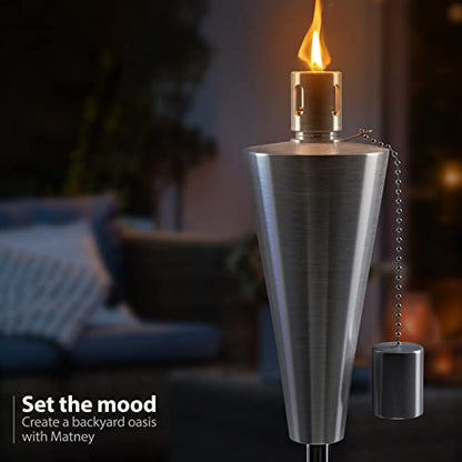 Matney Stainless Steel Outdoor Torches, 5 Ft (4 Pack, Cone) - size: 4 Pack, style: Cone