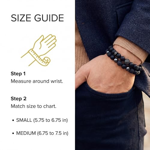 Mens Beaded Bracelets, Cross Bracelet for Men with Hematite Black Obsidian Lava Stone Triple Protection Bracelets for Men - size: Medium, style: Black Zirconia