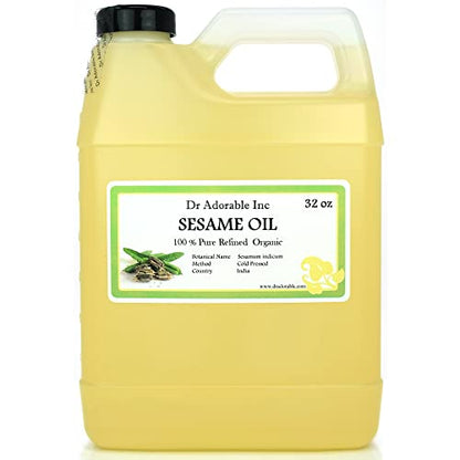 Dr Adorable - 32 oz - Sesame Seed Oil Refined - Pure Organic Cold Pressed