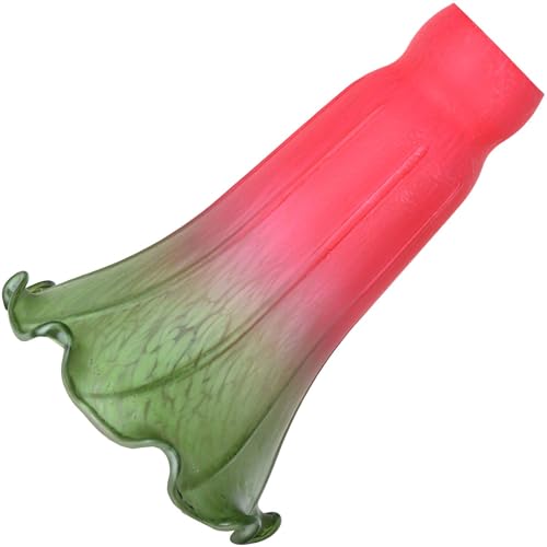Bieye LS68 Lily Flower Blown Glass Lampshade (Red Green, Opening I.D. 1.26" x O.D. 1.5") - color: Red Green, size: Large I.D. 1.26" x O.D. 1.5"