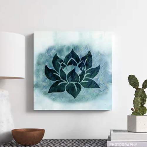 Large 12"x12" Lotus Stencil for Painting on Wood, Canvas, Paper, Fabric, Furniture - Lotus Flower Stencil - Reusable DIY Art and Craft Wall Stencils - Floral Stencils - color: Lotus 12"x12"