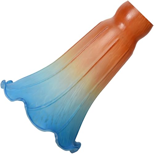 Bieye LS22 Lily Flower Blown Glass Lampshade (Orange Blue, Opening I.D. 1.26" x O.D. 1.5") - color: Orange Blue, size: Large I.D. 1.26" x O.D. 1.5"