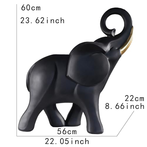 Landing Elephant Sculpture Black and Gold 23in