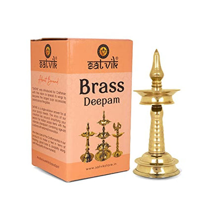 SATVIK 10.5-11 Inch - Set of 1 Brass Kerala Samai Oil Lamp - size: 10.5 Inch