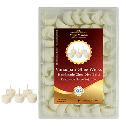 Vanaspati Ghee Wicks | 50 Pcs | Handmade Ghee-Dipped Cotton Diya Jyot Batti