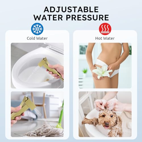 Arofa Built-in Hot and Cold Bidet Sprayer, Hands-Free Control, Brushed Gold - color: Gold, size: Built-in Hot & Cold Water Modes-Square