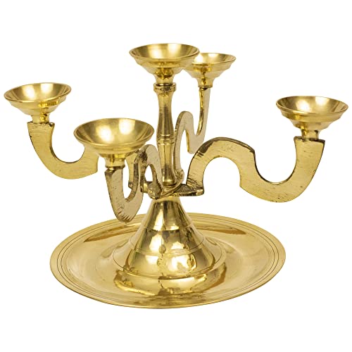 Spillbox Kapoor|Karpoor Panch Aarti Diya 5 Face Jyoti Diya Stand Burner Brass Karpuram Arathi|Arthi| Arti|Arathi |Camphor Stand for Dhoop Puja Camphor Dani Holder Mandir Home Office Decor – Anjikali
