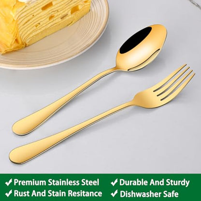 16-Piece 7.3 Inches Gold Soup Spoon,Gold Stainless Steel Dinner Spoons,Durable Tablespoons Set For Restaurant,Hotel,Silverware Spoons - size: 16-Piece(Gold)