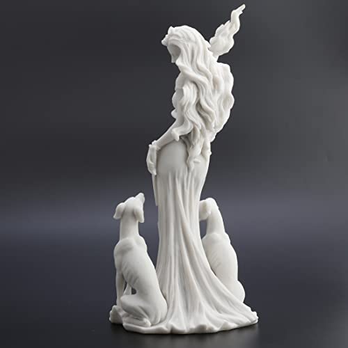 Veronese Design 13 3/8 Inch Hecate Greek Goddess of Magic with her Hounds Resin Sculpture Marble White Finish - color: White, size: Large