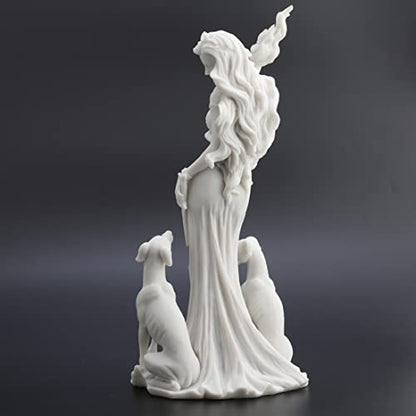 Veronese Design 13 3/8 Inch Hecate Greek Goddess of Magic with her Hounds Resin Sculpture Marble White Finish - color: White, size: Large