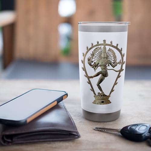 Hindu Shiva Nataraja Dancing Statue Stainless Steel Insulated Tumbler - color: White