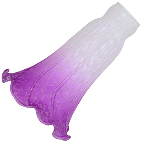 Bieye LS03 Lily Flower Blown Glass Lampshade (White Purple, Opening I.D. 1.26" x O.D. 1.5") - color: White Purple, size: Large I.D. 1.26" x O.D. 1.5"