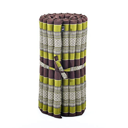 Leewadee Thai Roll Mat 75 x 28 inches Kapok Firm - color: Sf20 - Brown, Green, size: M: 75x28"