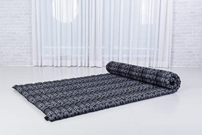 Leewadee Wide Thai Roll Mat 75 x 39 inches Kapok Firm - color: Cbt3 - Black, size: L: 75x39"