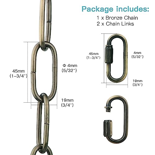 Helunsi Industrial Lighting Chain, 6 Feet Bronze Light Fixture Chain - color: Bronze