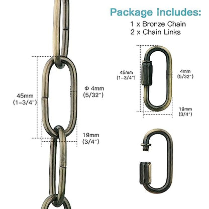 Helunsi Industrial Lighting Chain, 6 Feet Bronze Light Fixture Chain - color: Bronze