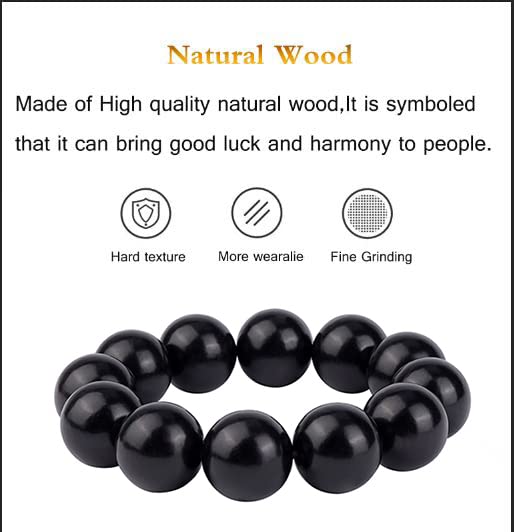 Prayer Bead bracelet Mala Beaded Bracelets for Men Women 12/15MM … - color: 20mm 12 beads ebony