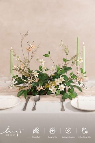 Ling's moment Artificial Flower Greenery Combo, Faux Floral Stems, 66pcs - color: Grn- Early Autumn in Olive Green