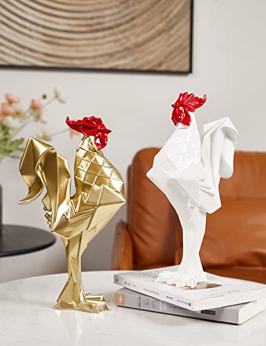 Rooster Sculpture Statue Animal Figurine Modern Decor 12.2 Inch - color: White