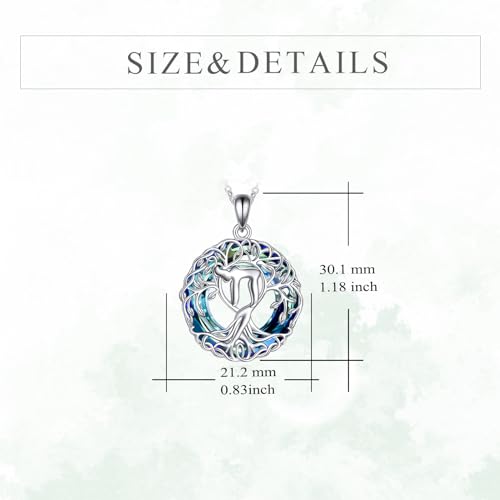 YFN Tree of Life Necklace Sterling Silver Celtic Knot Tree Pendant Jewelry Gifts for Women Men - color: Hebrew Chai Crystal