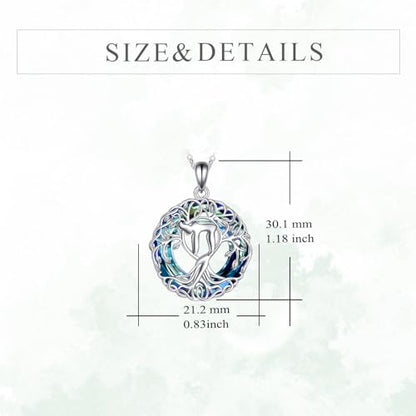 YFN Tree of Life Necklace Sterling Silver Celtic Knot Tree Pendant Jewelry Gifts for Women Men - color: Hebrew Chai Crystal