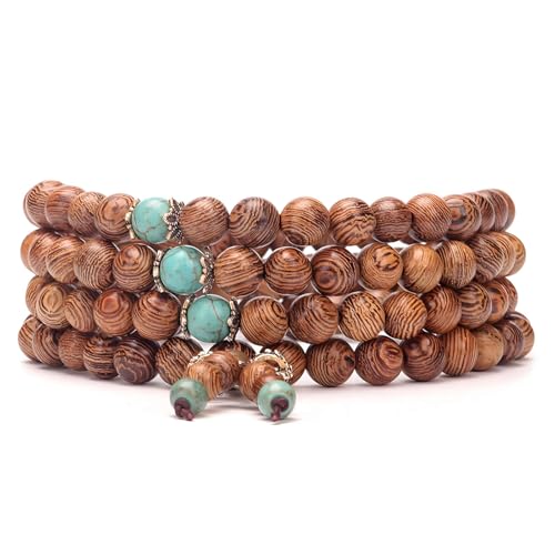 Zen Dear Unisex Natural Wenge Wood Mala Prayer Beads Necklace Bracelet Beads Meditation Buddhist Japa Rosary Mala Bead Yoga - style: 8mm 108 beads special