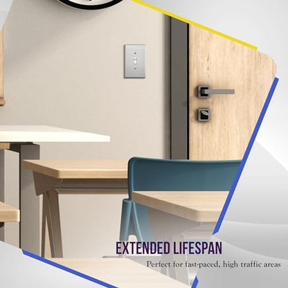 ENERLITES Toggle Light Switch Metal Wall Plate, Mid Size 1-Gang, Silver - color: Stainless Steel, size: Midsize